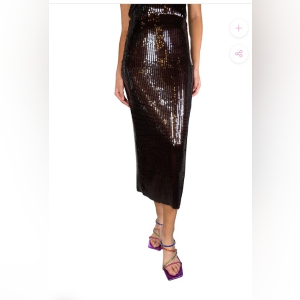 Rachel Zoe Shimmering Brown Sequin Pencil Skirt